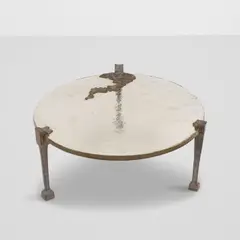 Lothar Klute, Coffee Table, cast glass, cast patinated bronze, monogrammed and dated on top of one leg