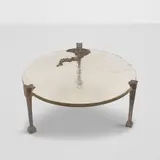 Lothar Klute, Coffee Table, cast glass, cast patinated bronze, monogrammed and dated on top of one leg