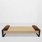 Christian Liaigre, 'Padd' Daybed, patinated steel, leather, suede