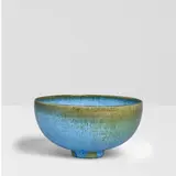 Gertrud and Otto Natzler, Footed Bowl, glazed earthenware, signed 'NATZLER' on underside, with applied paper label numbered 'N953' and with red tape