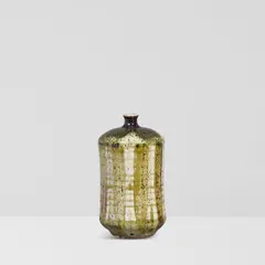 Peter Voulkos, Cylindrical Bottle Form Vessel, glazed stoneware, incised 'Voulkos' on underside