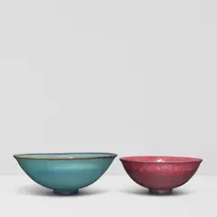 James Lovera, Two Bowls, glazed porcelain, each incised 'lovera' on underside