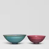 James Lovera, Two Bowls, glazed porcelain, each incised 'lovera' on underside