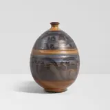 Peter Voulkos, Double-Banded Bottle Form, glazed stoneware, incised 'Voulkos' on underside