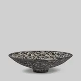 James Lovera, Large Footed Bowl, glazed earthenware with scale decoration, incised 'lovera' on underside