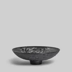 James Lovera, Large Footed Spiral Bowl, crater-glazed earthenware, incised 'lovera' on underside