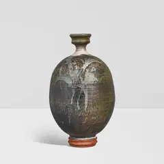 Peter Voulkos, Bottle Form Vessel, glazed and decorated stoneware