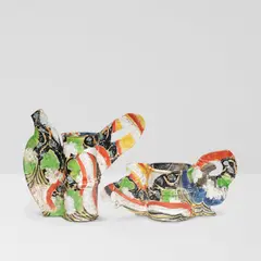 His/Her Vases: Beauties in the Garden by Betty Woodman, glazed earthenware, each stamped 'WOODMAN', sold Jul 2026
