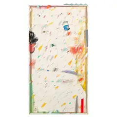 Therman Statom, Four Reasons, plate glass, mirrored glass, found objects, painted wood, acrylic on paper, titled 'FOUR REASONS' along lower edge