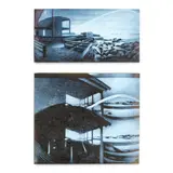 April Surgent, Home is Where the Heart Is (Diptych), cameo engraved glass, etched 'April Surgent 2014 1/2' and 'April Surgent 2014 2/2' respectively