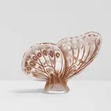 René Lalique, 'Papillon Gros' Stamp, clear and frosted glass with sepia patina, etched 'Lalique'