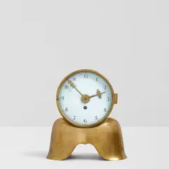 Josef Hoffmann, Clock, for the Wiener Werkstatte, brass, stamped 'WEINER WERKSTATTE' and 'MADE IN AUSTRIA' with Josef Hoffmann monogram