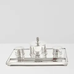 Inkstand with Fountain Pen by Prince Sigvard Bernadotte, for Georg Jensen, sterling silver, stainless steel, stamped with artist signature and '868 DENMARK GJ STERLING 925, sold Mar 2026