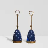 Angelo Lelii, Blue Stelline Table Lamps, model 12291 for Arredoluce, brass, enameled aluminum, stamped 'MADE IN ITALY / ARREDOLUCE MONZA' on underside