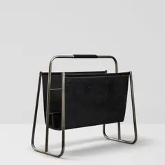 Carl Auböck, Model 4101 Magazine Rack, leather, nickeled brass