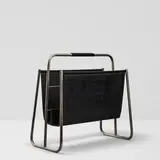 Carl Auböck, Model 4101 Magazine Rack, leather, nickeled brass