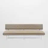 Florence Knoll, Sofa, chromed steel, upholstery, with Knoll fabric tag on underside