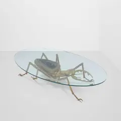 Jacques Duval-Brasseur, Beetle Coffee Table, gilt bronze, amethyst, glass, incised 'JD Brasseur' on side of beetle