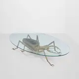 Jacques Duval-Brasseur, Beetle Coffee Table, gilt bronze, amethyst, glass, incised 'JD Brasseur' on side of beetle