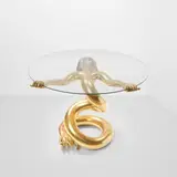 Pedro Friedeberg, Santos Table, carved and gilt wood, found Santos head, glass