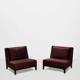 Christian Liaigre, Pair of Latin Lounge Chairs, for Holly Hunt, upholstery, ebonized oak