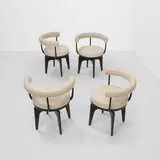 Four Indochine Swivel Chairs by Charlotte Perriand, for Cassina, ebonized ash, leather, each with Cassina, maker's mark, serial number, and 'ChPerriand' signature on unders, offered Mar 2026