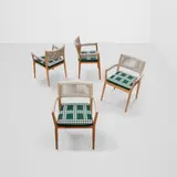 Rodolfo Dordoni, Four 'Dine Out' Armchairs, for Cassina, teak, rope, upholstery, with Cassina tag on each cushion
