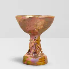 Untitled (Chalice with Standing Figures) by Beatrice Wood, lustre-glazed earthenware, signed 'BEATO' and numbered 'BWTF #1036' on underside, sold Mar 2026