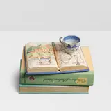 Richard Shaw, Untitled (Books with Teacup), hand-painted and glazed porcelain, signed and dated on underside