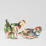 Untitled Diptych (Red and White Band) by Betty Woodman, glazed earthenware, each stamped 'WOODMAN', offered Mar 2026
