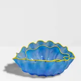 Dale Chihuly, Larkspur Seaform Pair with Golden Lip Wraps, for Portland Press, blown glass, with acrylic presentation case, etched 'Chihuly PP 00'