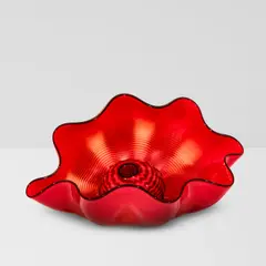Red Seaform Set with Black Lip Wrap by Dale Chihuly, for Portland Press, blown glass, etched 'Chihuly PP' and indistinctly dated, sold Mar 2026