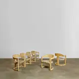 Karl Springer, Six 'Onassis' chairs, , lacquered goatskin, painted leather upholstery