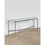 Karl Springer, 'Jansen Style' Console Table, , chrome-plated steel, polished brass, glass