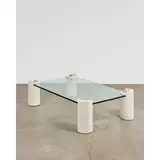 Karl Springer, Rare 'Sculpture Leg' Coffee Table, , bone-embossed lizard leather, chrome-plated steel, glass