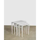 Tommi Parzinger, Set of Three Nesting Tables, M111, for Charak Modern, wood, white lacquer, nickel, one with stencil mark 'CHARAK MODERN'