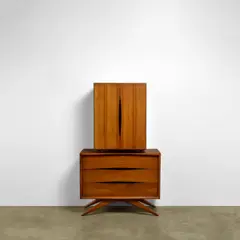 Chest by Vladimir Kagan, for Grosfeld House, lacquered cherrywood, foil label 'Grosfeld House New York Chicago Los Angeles', sold Jun 2026