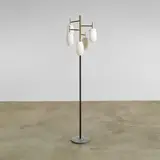 Angelo Lelii, Floor Lamp, for Arredoluce, polished marble, brass, enameled steel, acid-frosted opaque glass