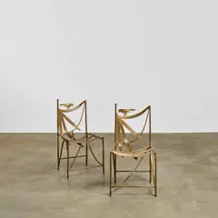 Claude Lalanne, Pair of 'Williamsburg' Chairs, patinated gilt bronze, one stamped 'LALANNE 18/100 CL B'