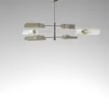 David Weeks Studio, 'Torroja' Three-tiered Pendant Light, chromed steel, powder-coated aluminum, six sockets, hardwired