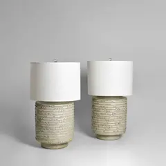David Cressey, Pair of 'Bead Stone White' Table Lamps, for Architectural Pottery, glazed stoneware