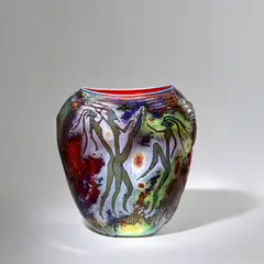 William Morris, 'Petroglyph Vessel', blown glass, engraved 'William Morris 1987'