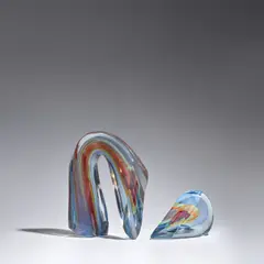 Harvey Littleton, 'Sliced Descending Form', cased, hot-worked, cut, and polished glass, both elements engraved '© Harvey K Littleton 9 - 1983'