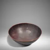 Gertrud and Otto Natzler, Bowl, partially iridescent and crystalline glazed earthenware, signed 'NATZLER' on underside, with paper label numbered 'L232'