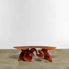 Peter Michael Adams, 'Ribbon' Coffee Table, carved and laminated cherry, branded 'P