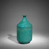 Gertrud and Otto Natzler, Flared Lip Bottle, glazed earthenware, signed 'NATZLER' on underside, with applied paper label numbered '0257'