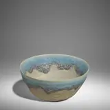 Gertrud and Otto Natzler, Footed Bowl, volcanic-glazed earthenware, signed 'G+O NATZLER' on underside