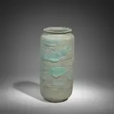 Gertrud and Otto Natzler, Large Cylindrical Vase, textured glazed earthenware, signed 'NATZLER' on underside, numbered 'L007' and dated 1960 by another hand