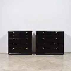 Deux cabinets de la série Precedent by Edward Wormley, Two cabinets from the 'Precedent' series in tinted American elm and brass designed by Edward Wormley in 1948 and edited , sold Apr 2026