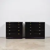 Edward Wormley, Deux cabinets de la série Precedent, Two cabinets from the 'Precedent' series in tinted American elm and brass designed by Edward Wormley in 1948 and edited by Drexel
